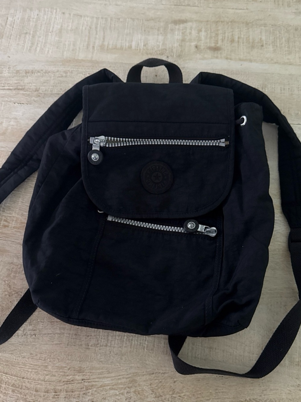 Kipling Black Nylon Small Backpack with Front Zips